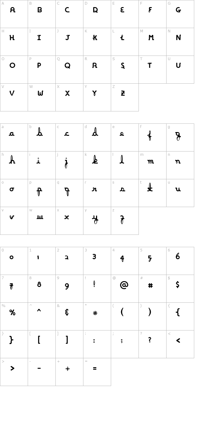 Inkling-Regular character map