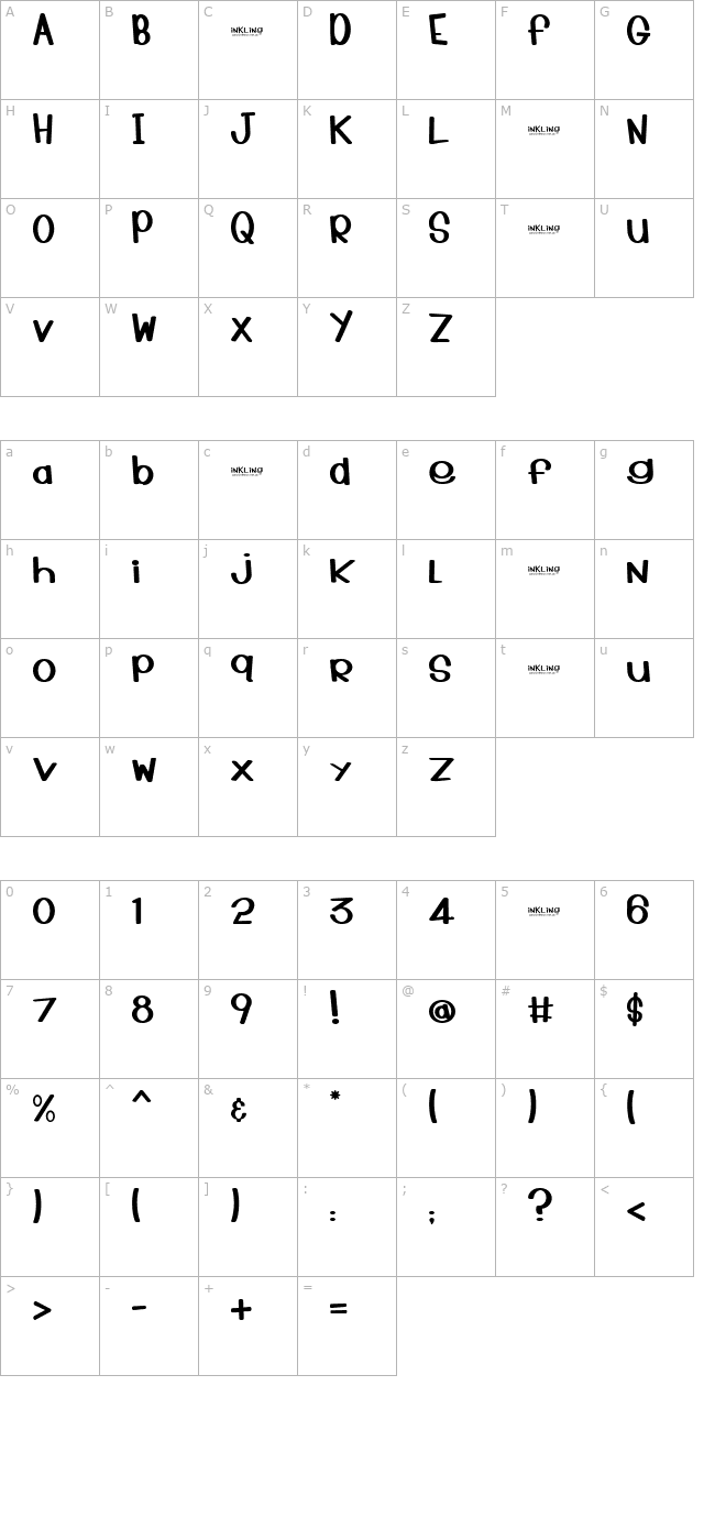 Inkling character map