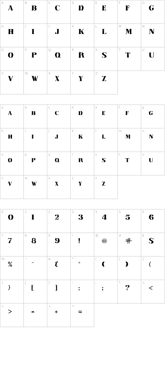 Inkpad Regular character map