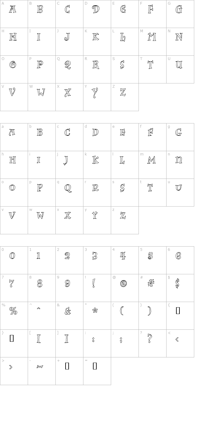 inkpotfitcapsoutline character map