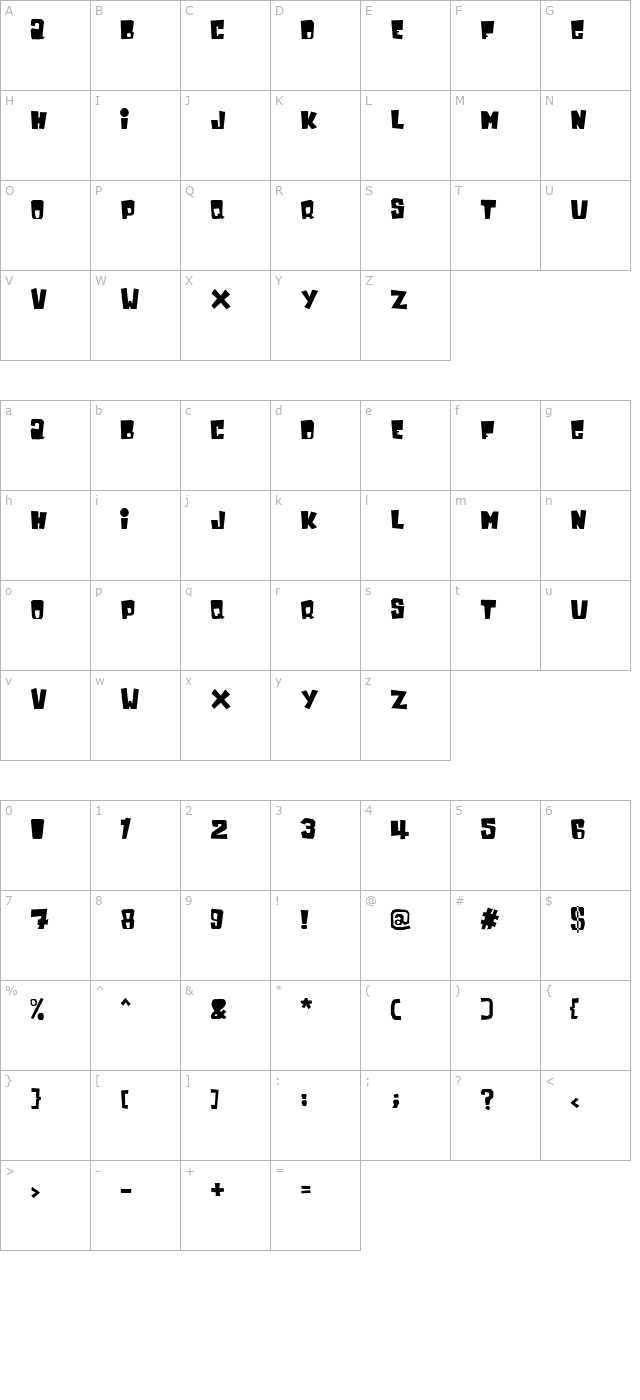 inkybear character map