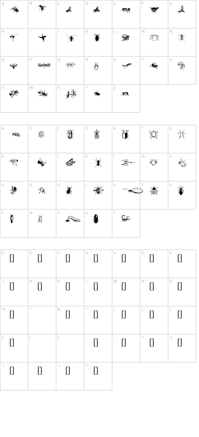 Insects character map