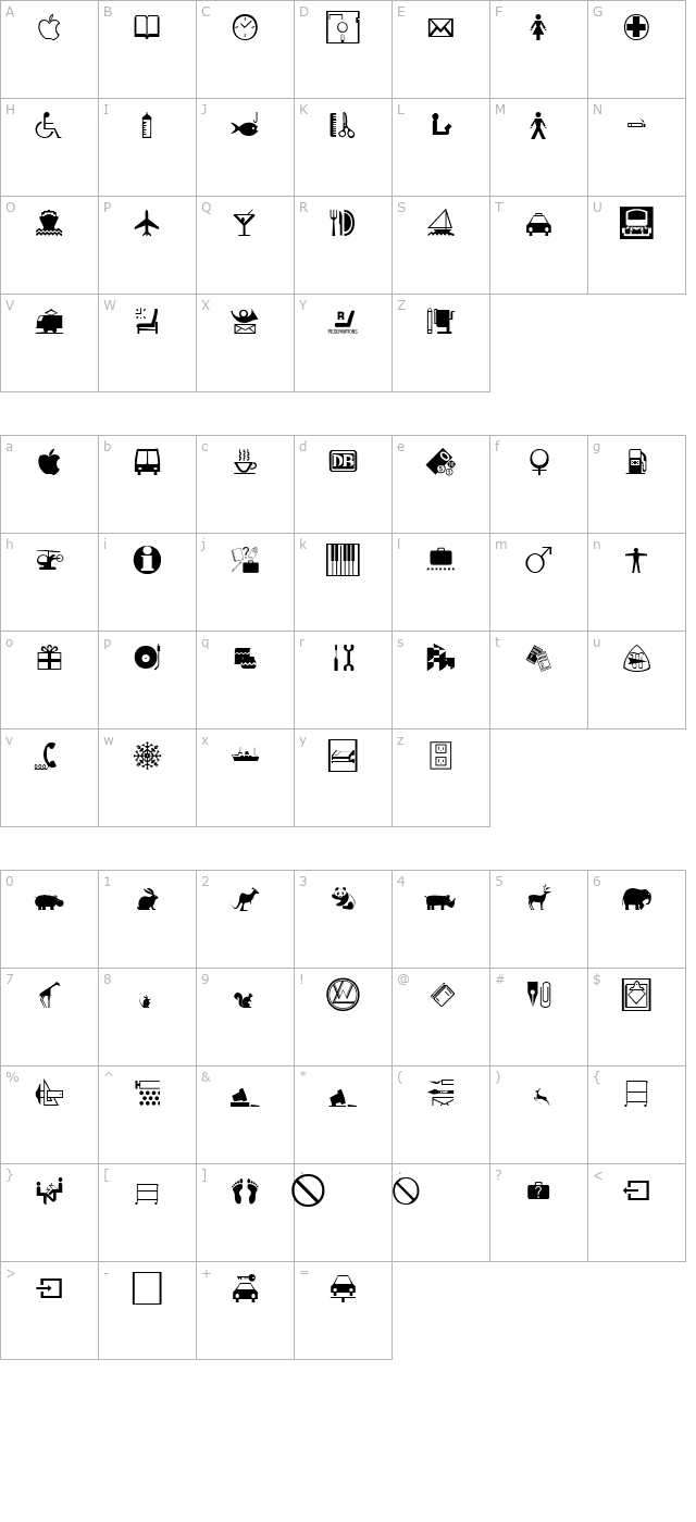 inter character map