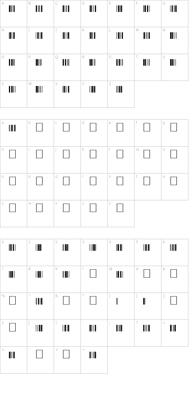 interleaved-2of5-nt character map