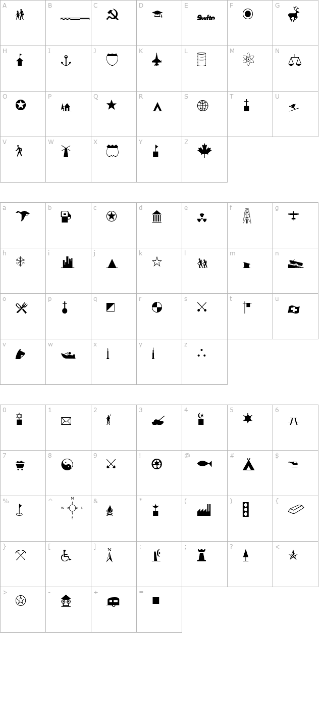 International Icons A character map