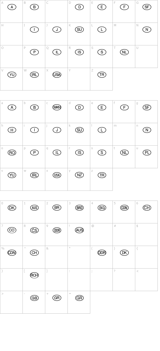 internationalsymbolsp01 character map