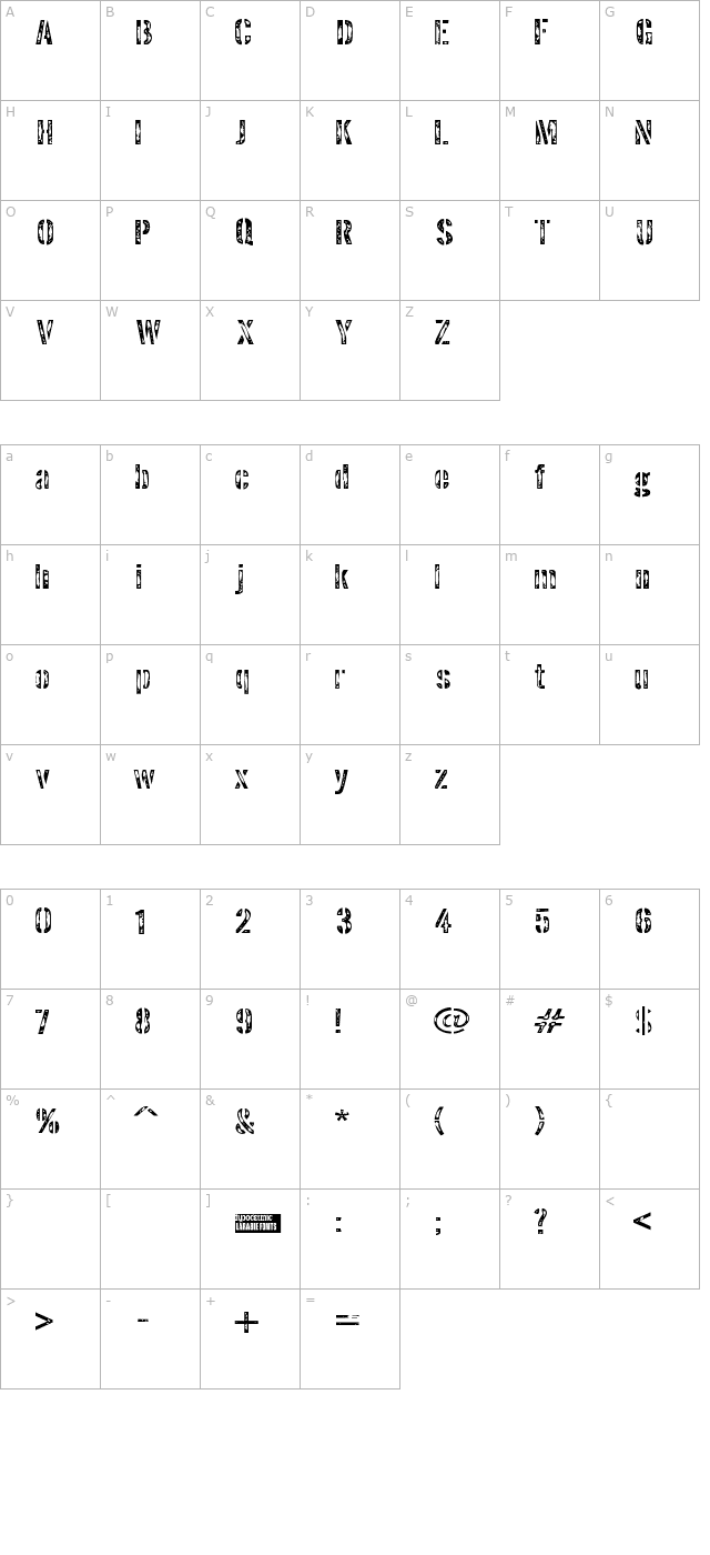 Interplanetary Crap character map