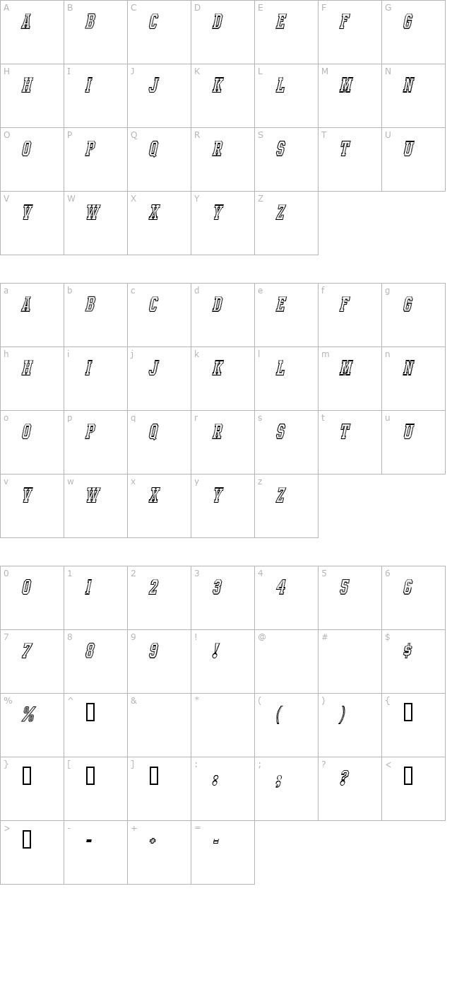 intramural-contour-italic-jl character map