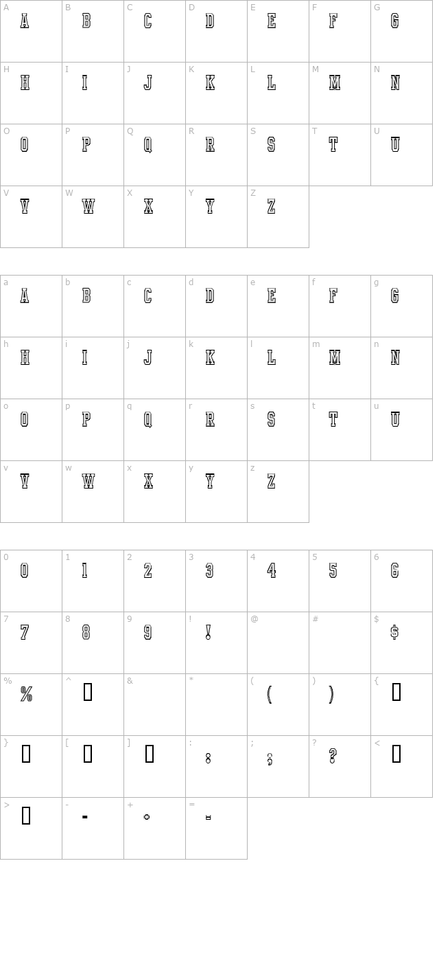 Intramural Contour JL character map