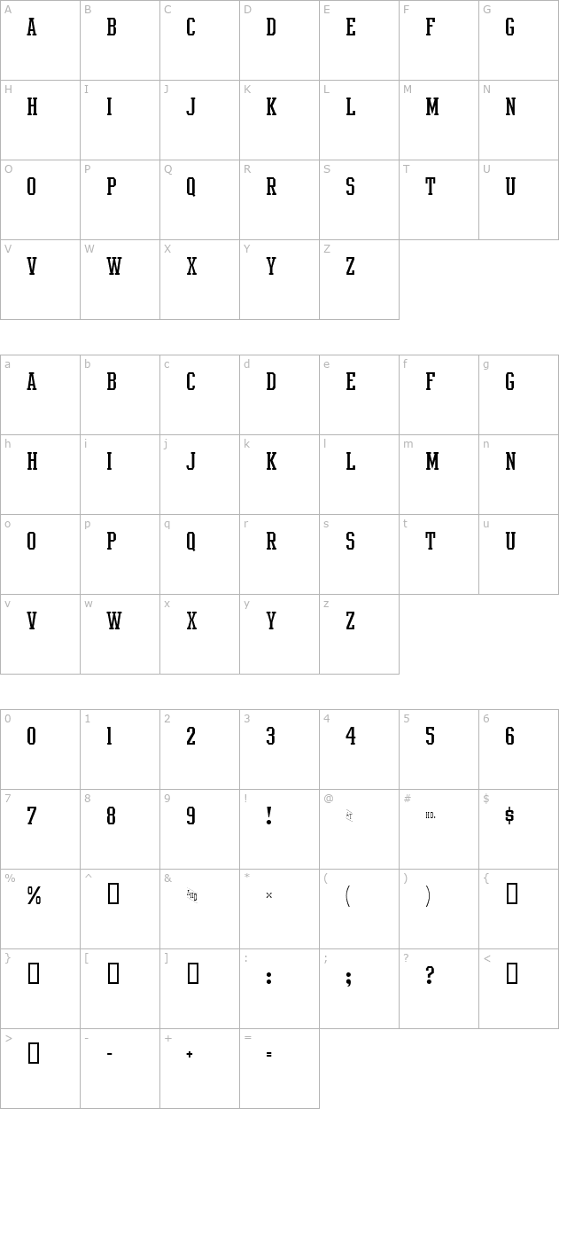 intramural-light-jl character map