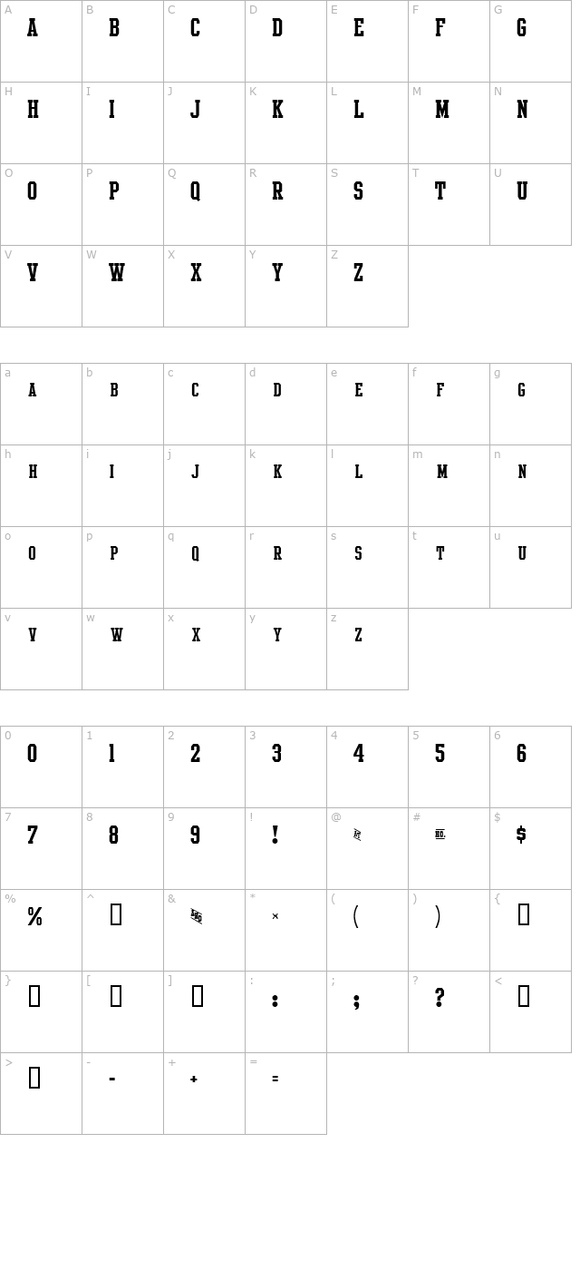 Intramural Small Caps JL character map