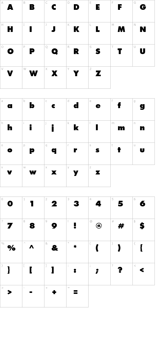 intrepid-extrabold character map