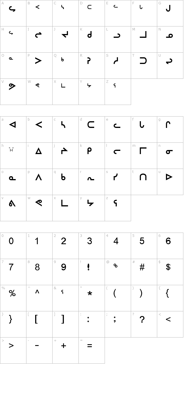 inuktitut-sri-regular character map