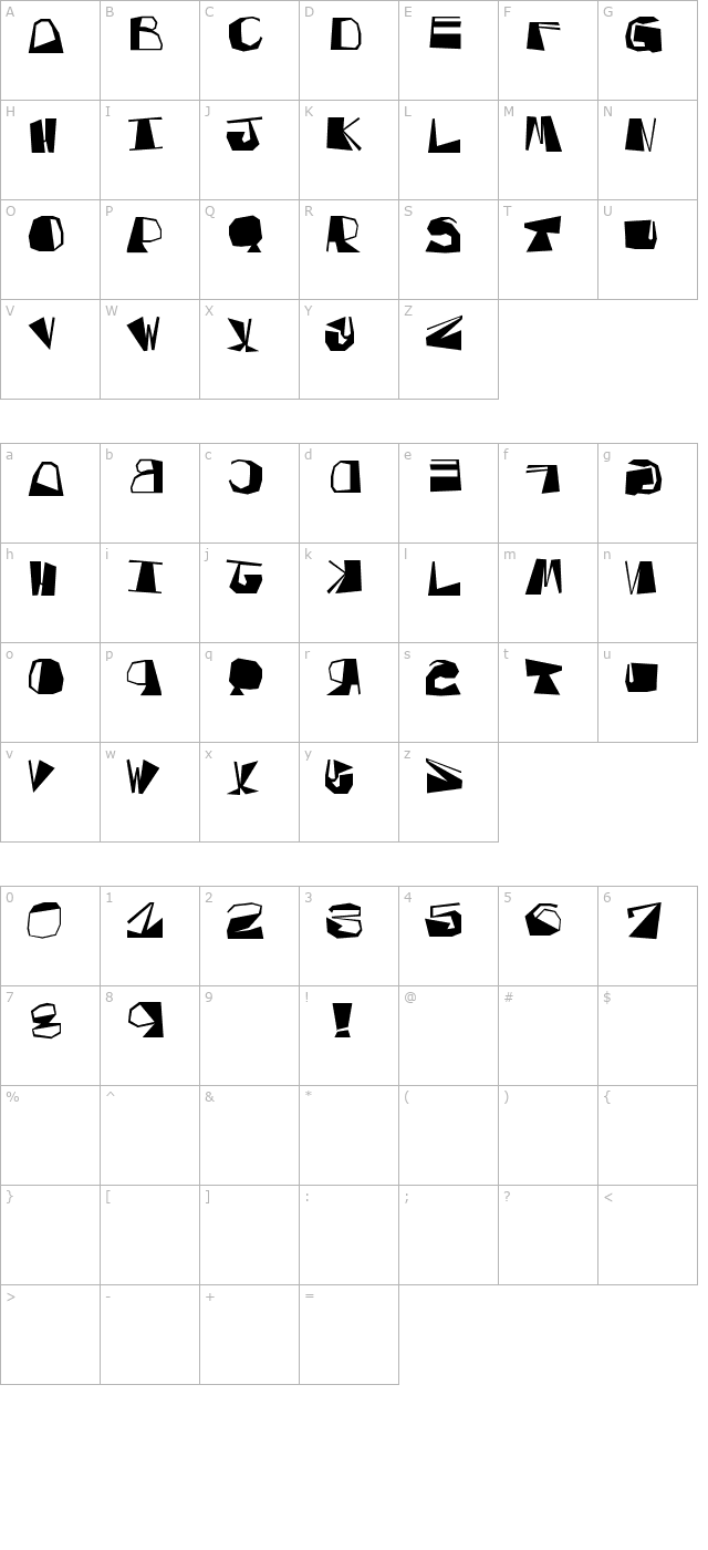 Inversed Script character map