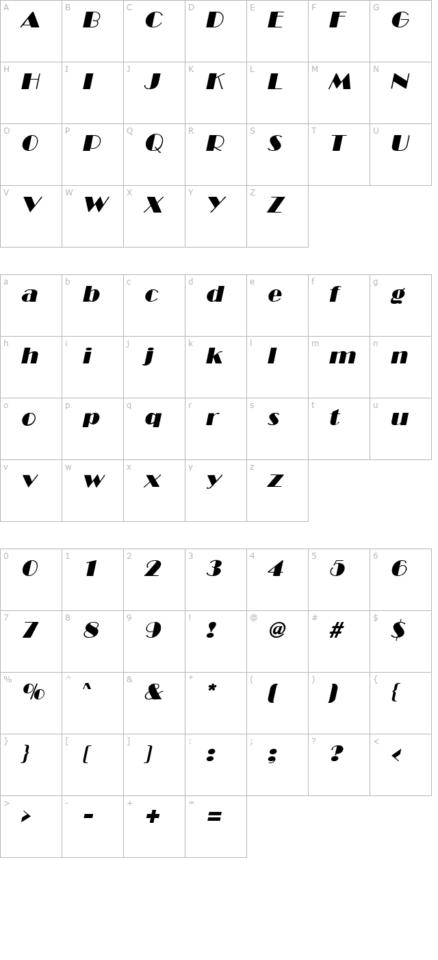 invite-sf-italic character map