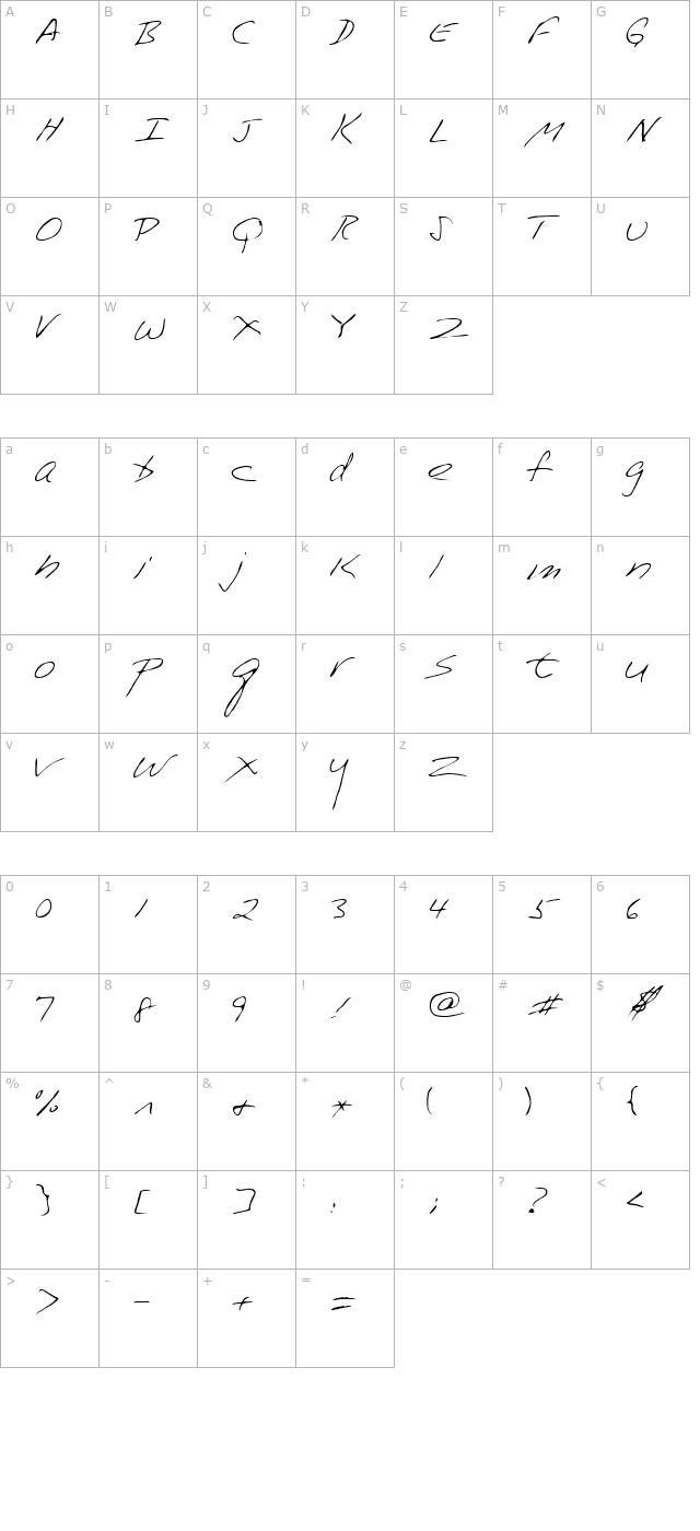 Ira Regular character map