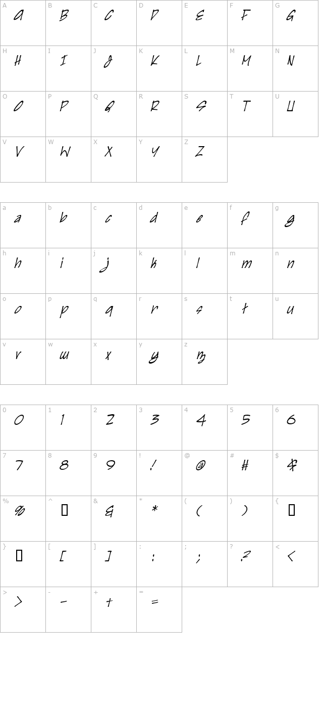 irezumi-italic character map