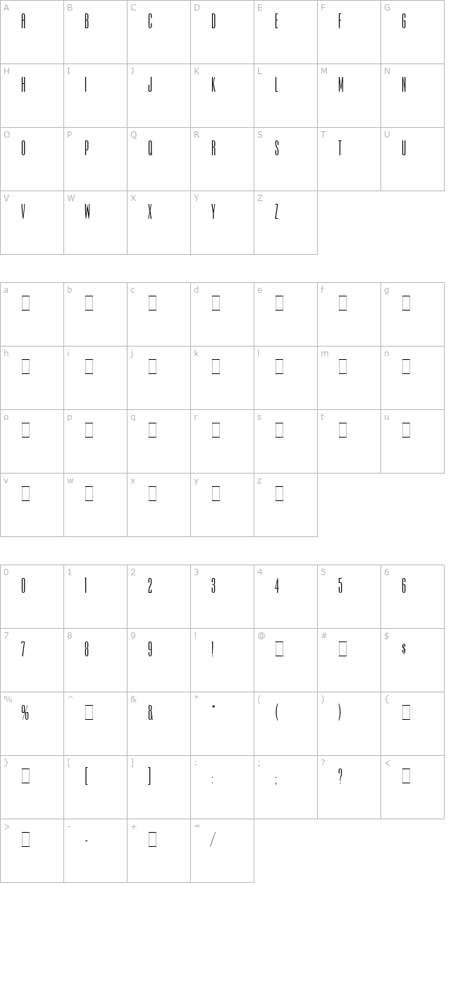 Iris LET Plain1.0 character map