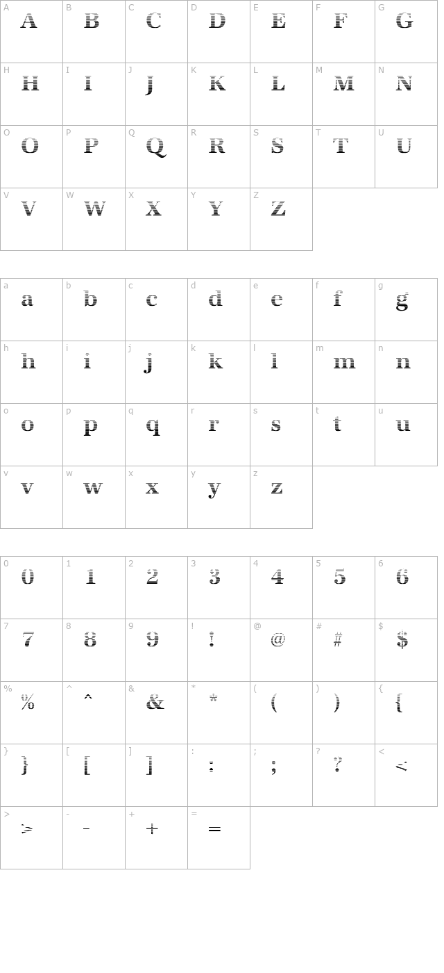 irisbeckergradient-bold character map