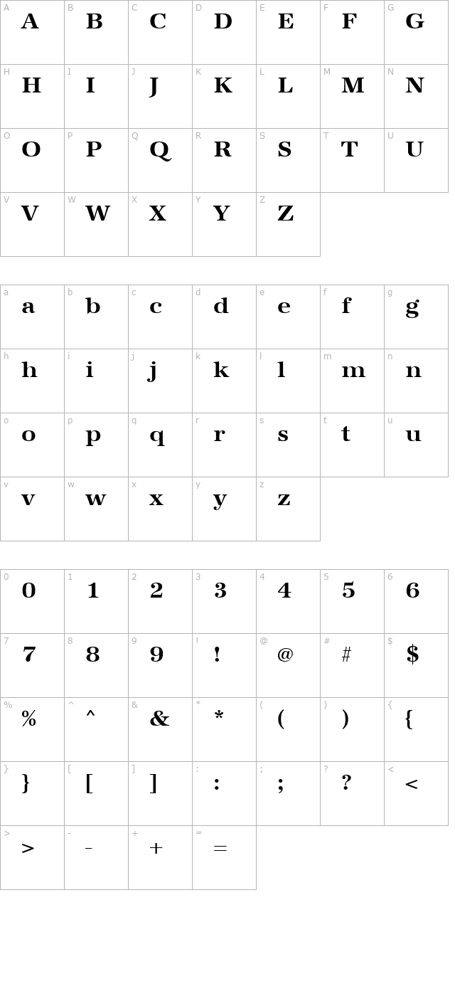 irisbeckerwide-bold character map