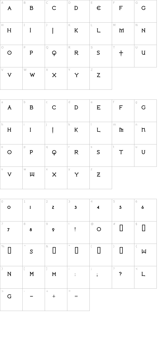 Iron League Bold character map