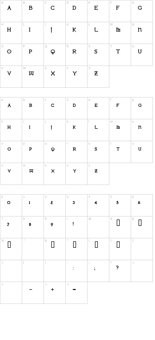 Iron League smallcaps Black character map