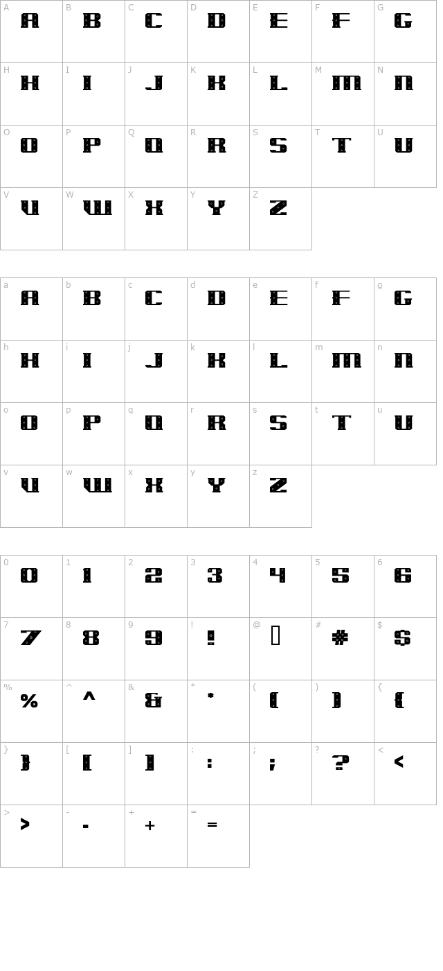 ironcladbolted character map