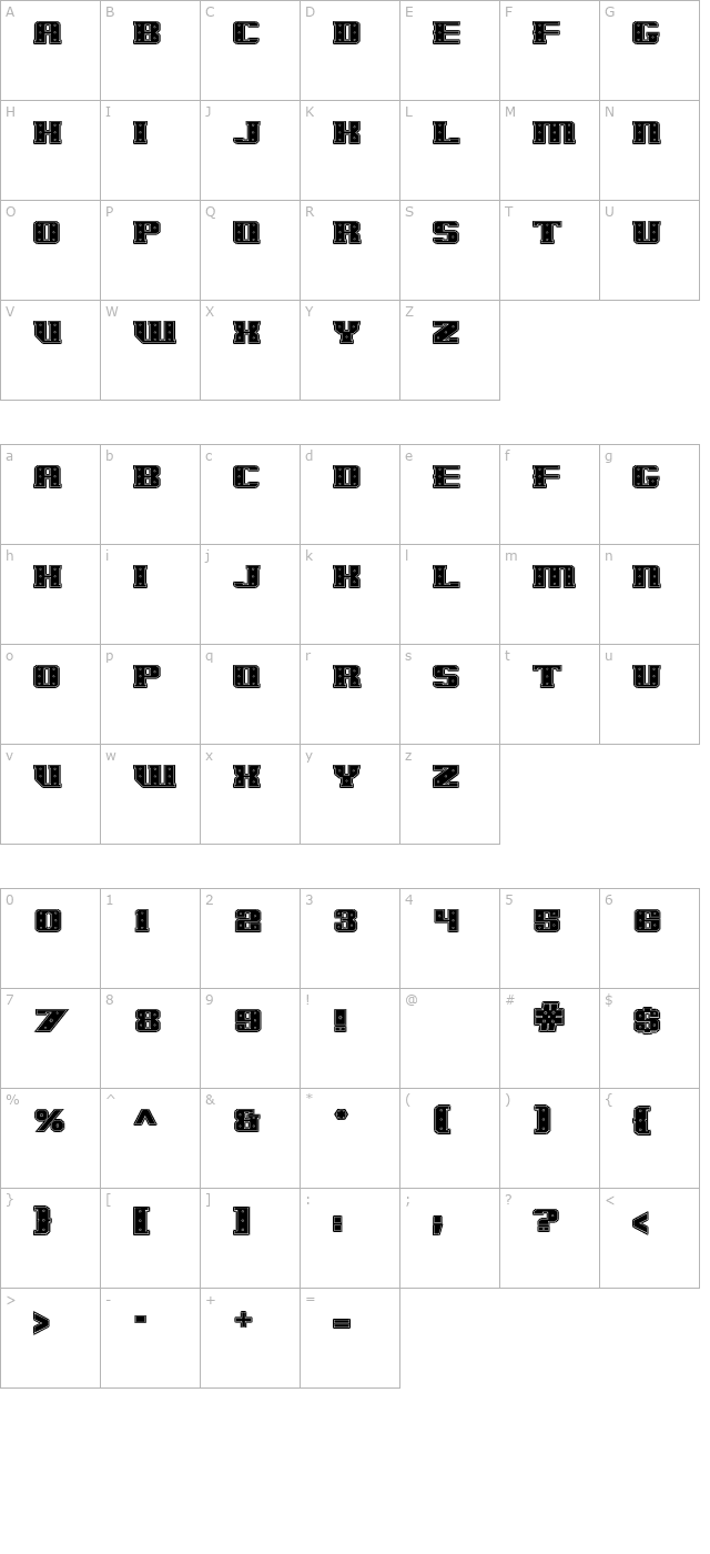 IronCladBoltedRaised character map