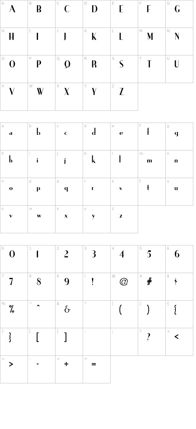 Ironick-Normal character map