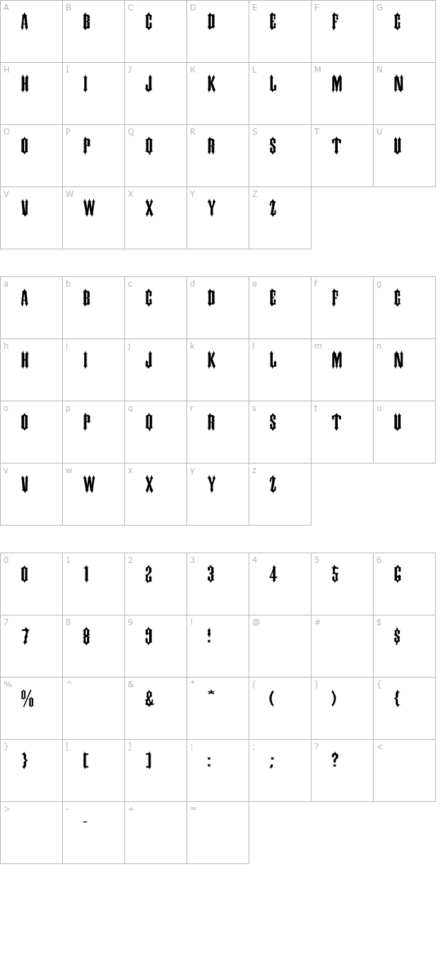 IRONWOOD-Medium Wd character map