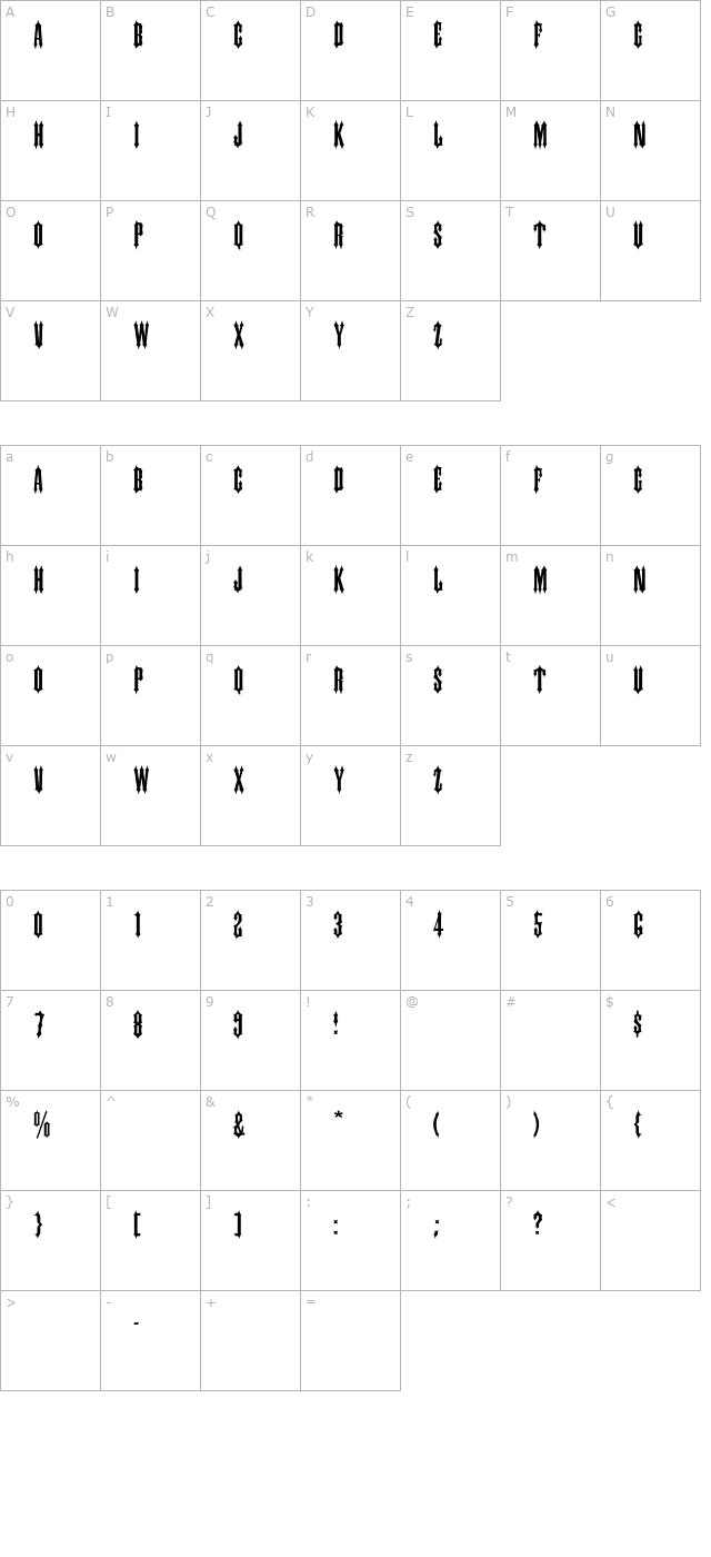 ironwood-medium character map