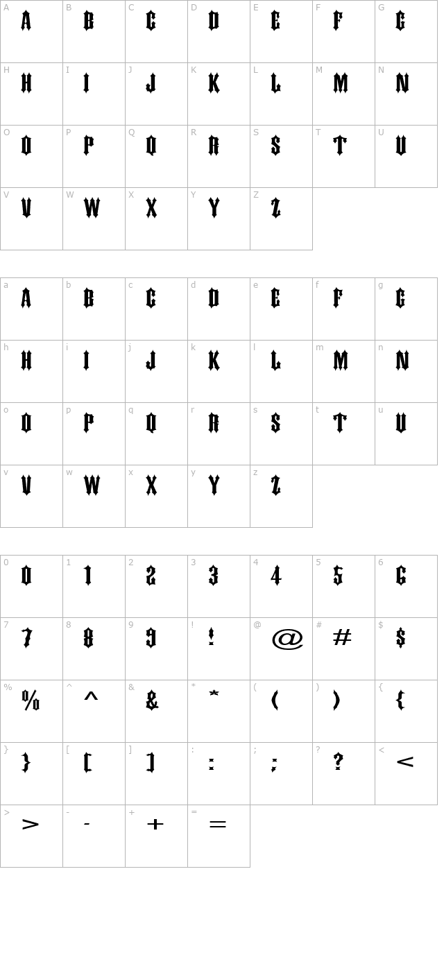 ironwork-extended-normal character map