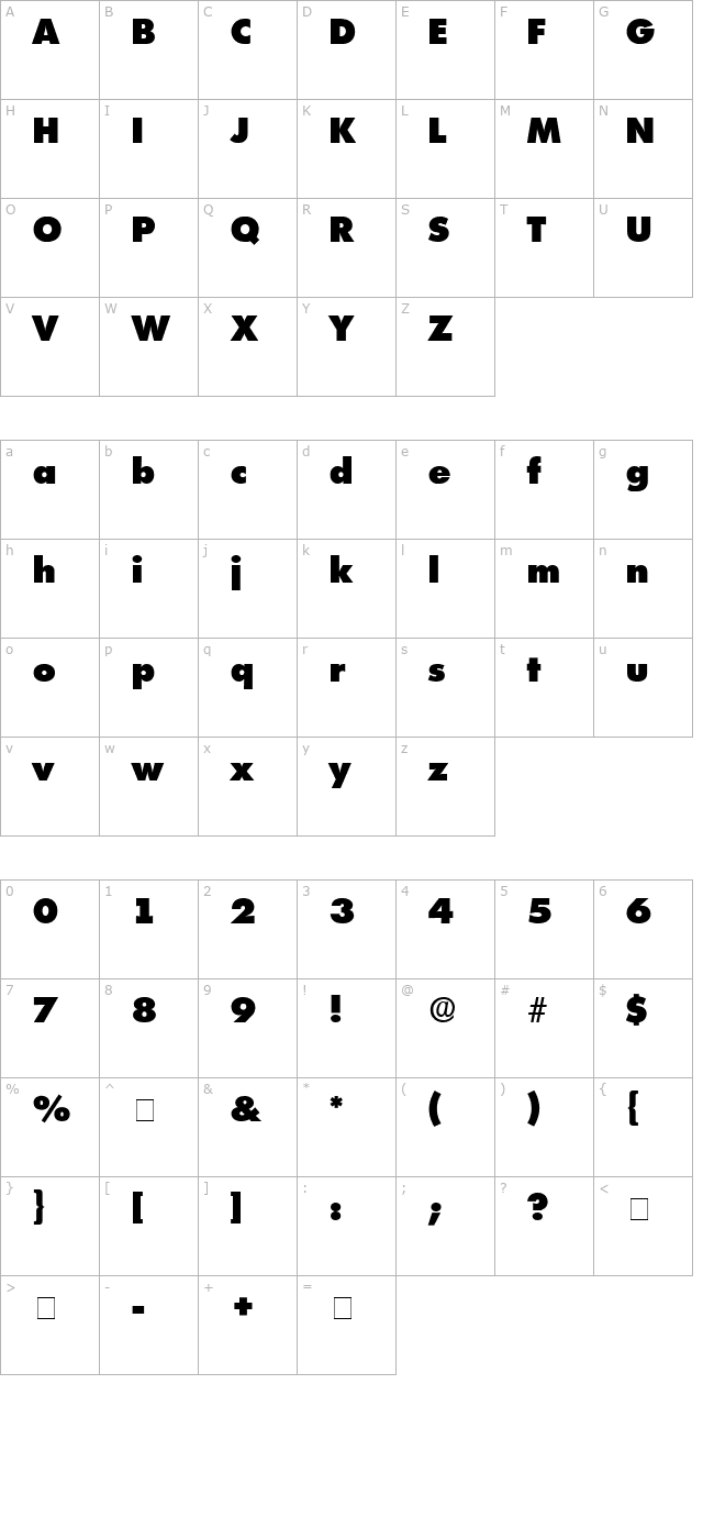 Isomar Display Expanded SSi Expanded character map