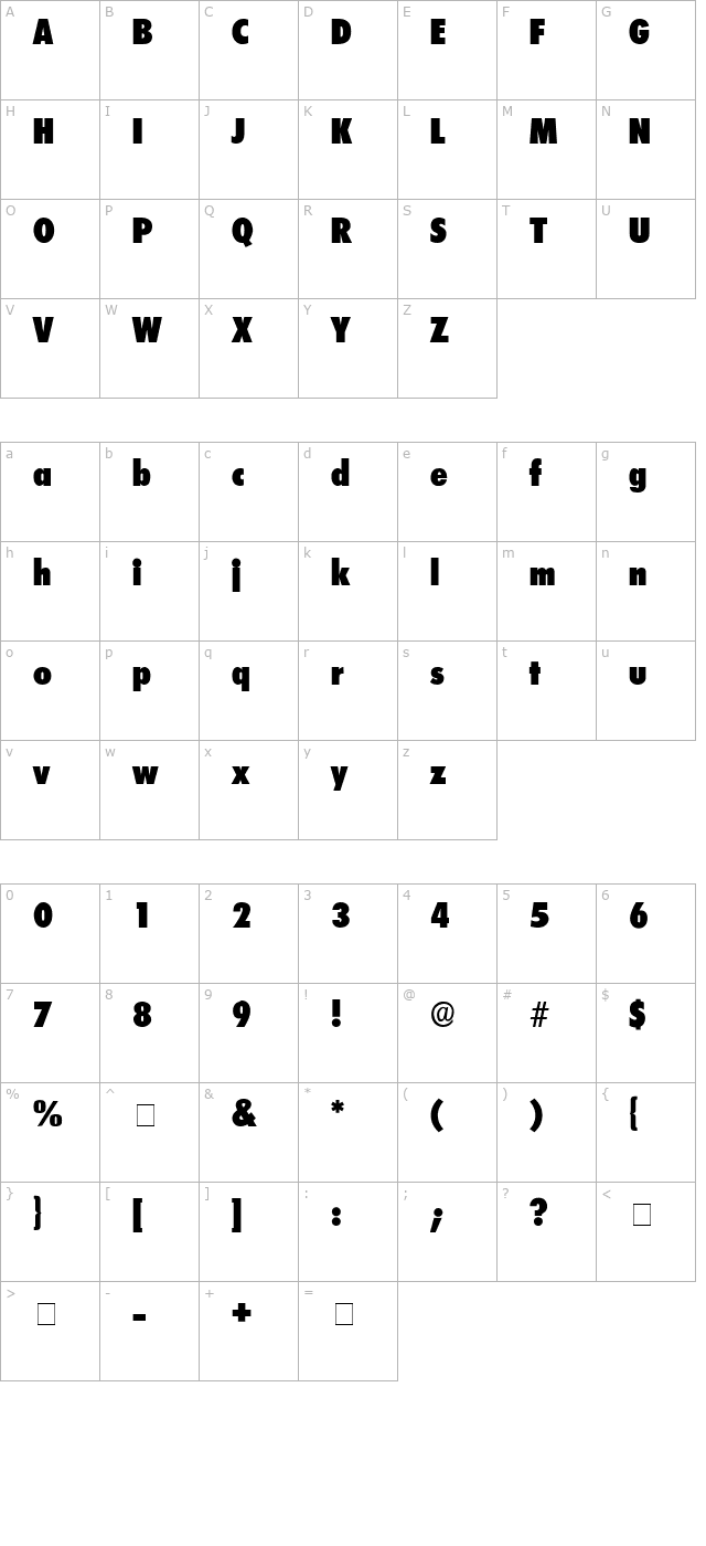 isomar-display-ssi character map