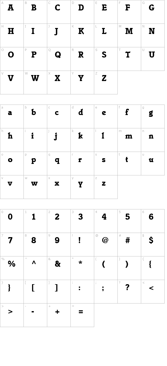 istriamodernblack-regular character map