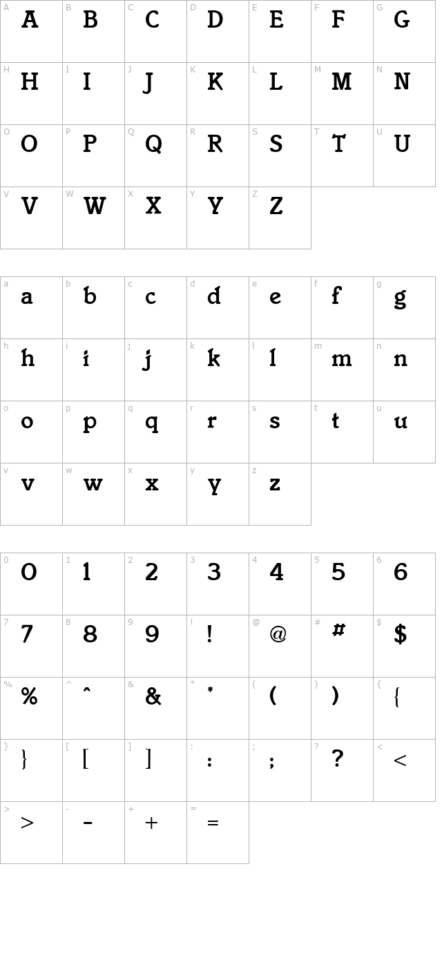 Italia Medium Regular character map