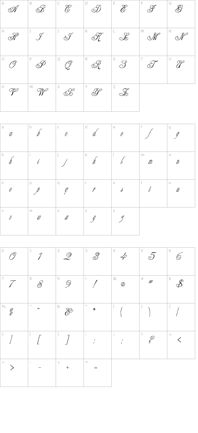 itfchampagnescript character map