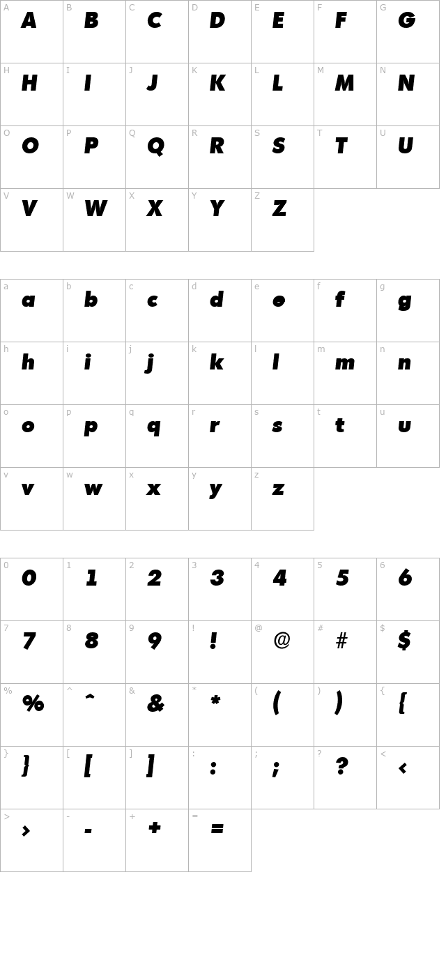 ivanbecker-heavy-italic character map