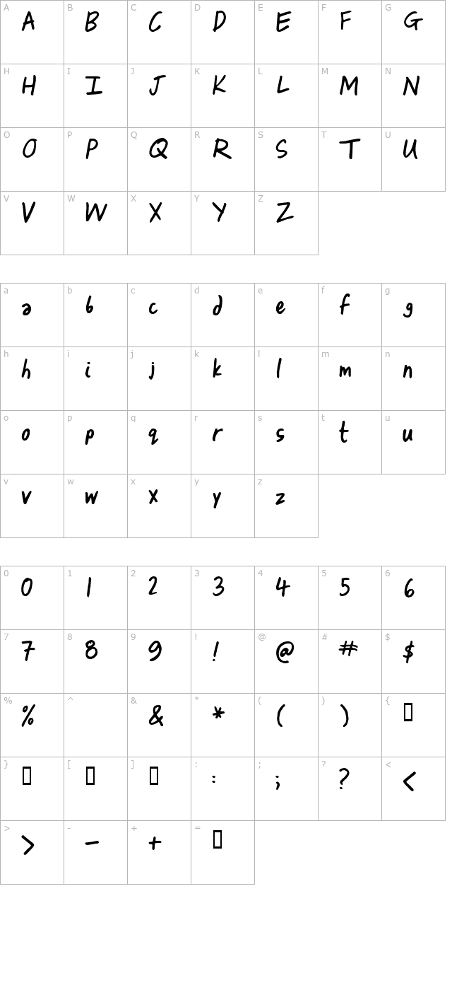 Izza character map