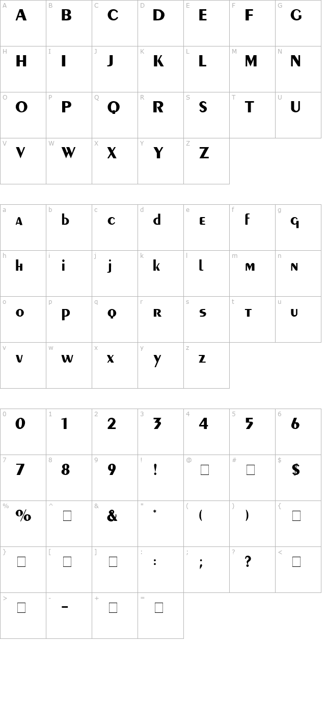 Jabot Display SSi character map