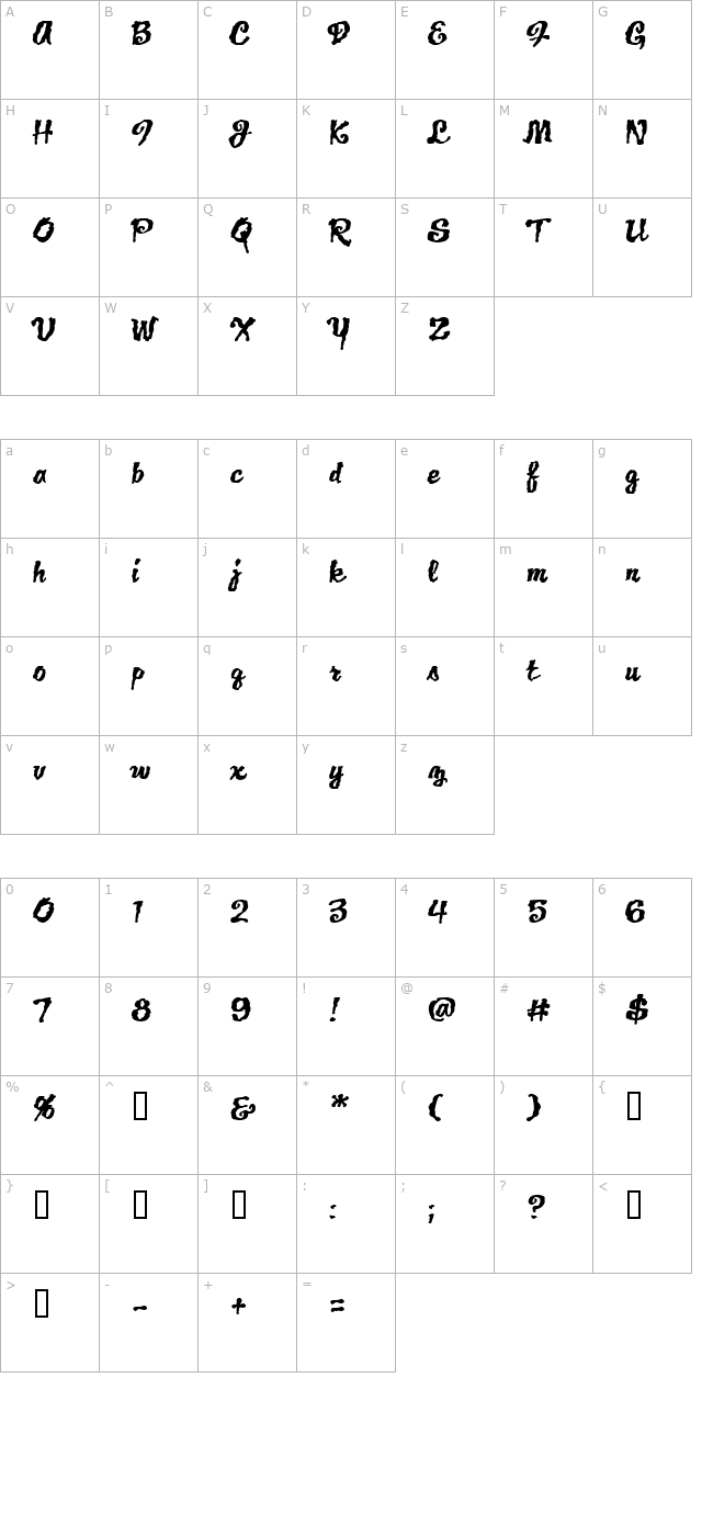 Jack Lantern BB character map