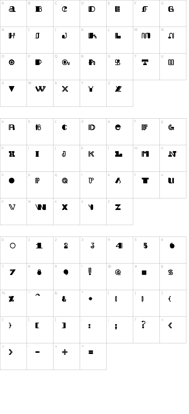 jack-usine character map