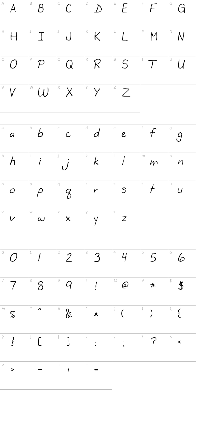 Jackie Regular character map