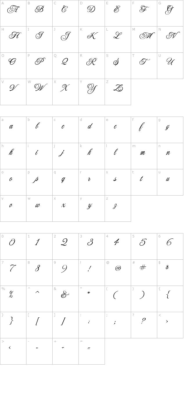 JackieO character map