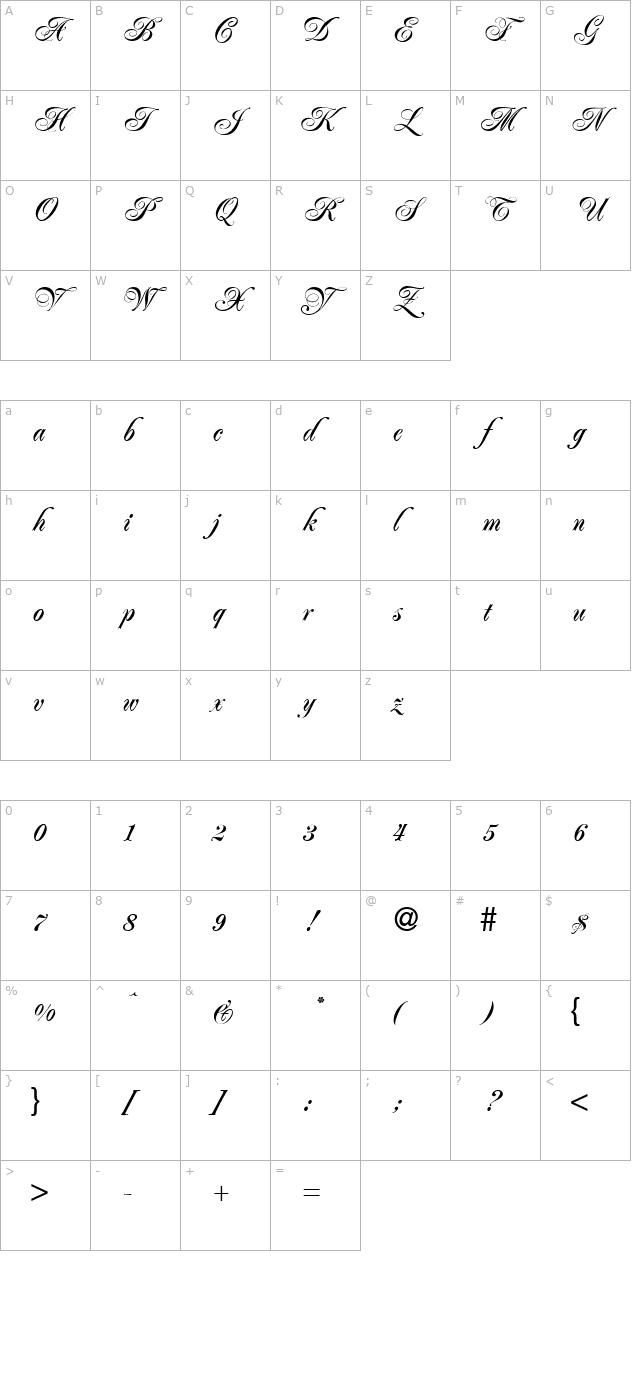 jacoba-bold character map