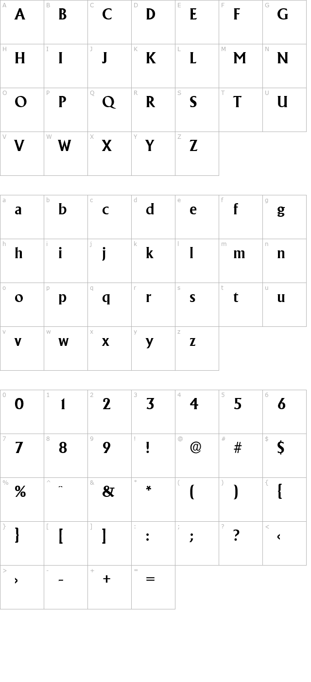 jacobbecker-bold character map