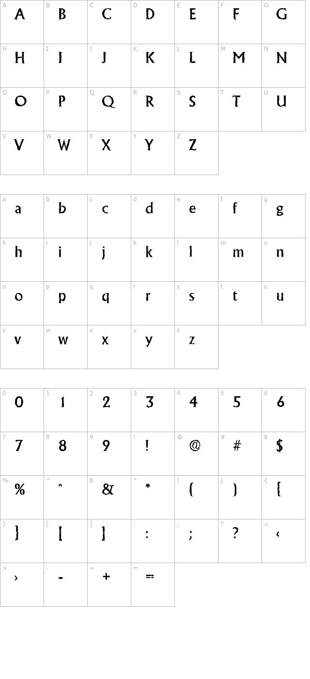 jacobbeckerantique-medium-regular character map