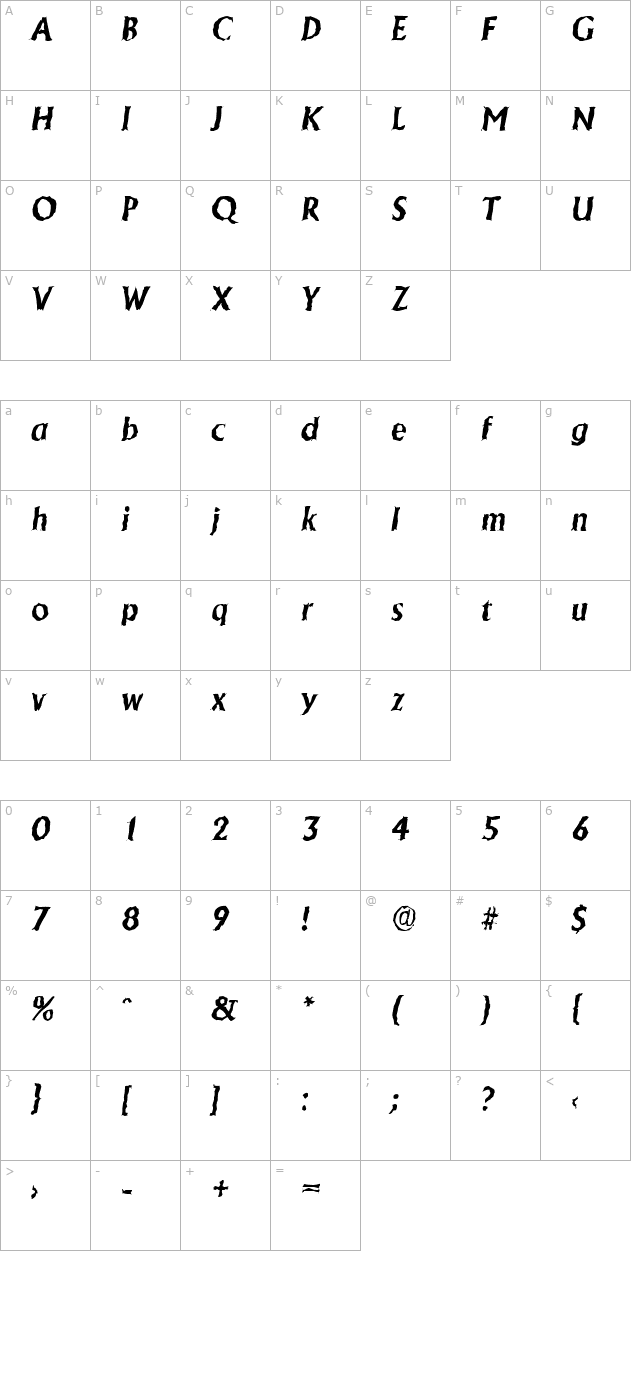 jacobbeckerrandom-bolditalic character map