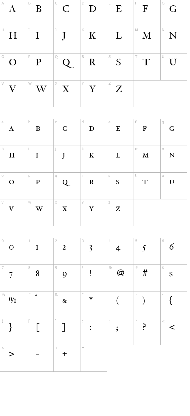 JacobiteSmc-Regular character map