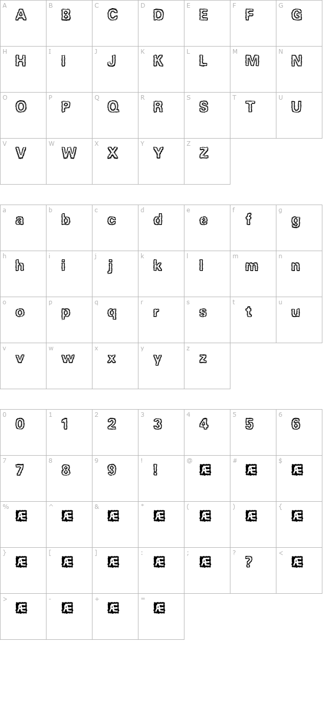 Jagged (BRK) character map